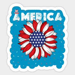 Rainbow American Flag Women Patriotic Shirt 4th of July Memorial Sticker